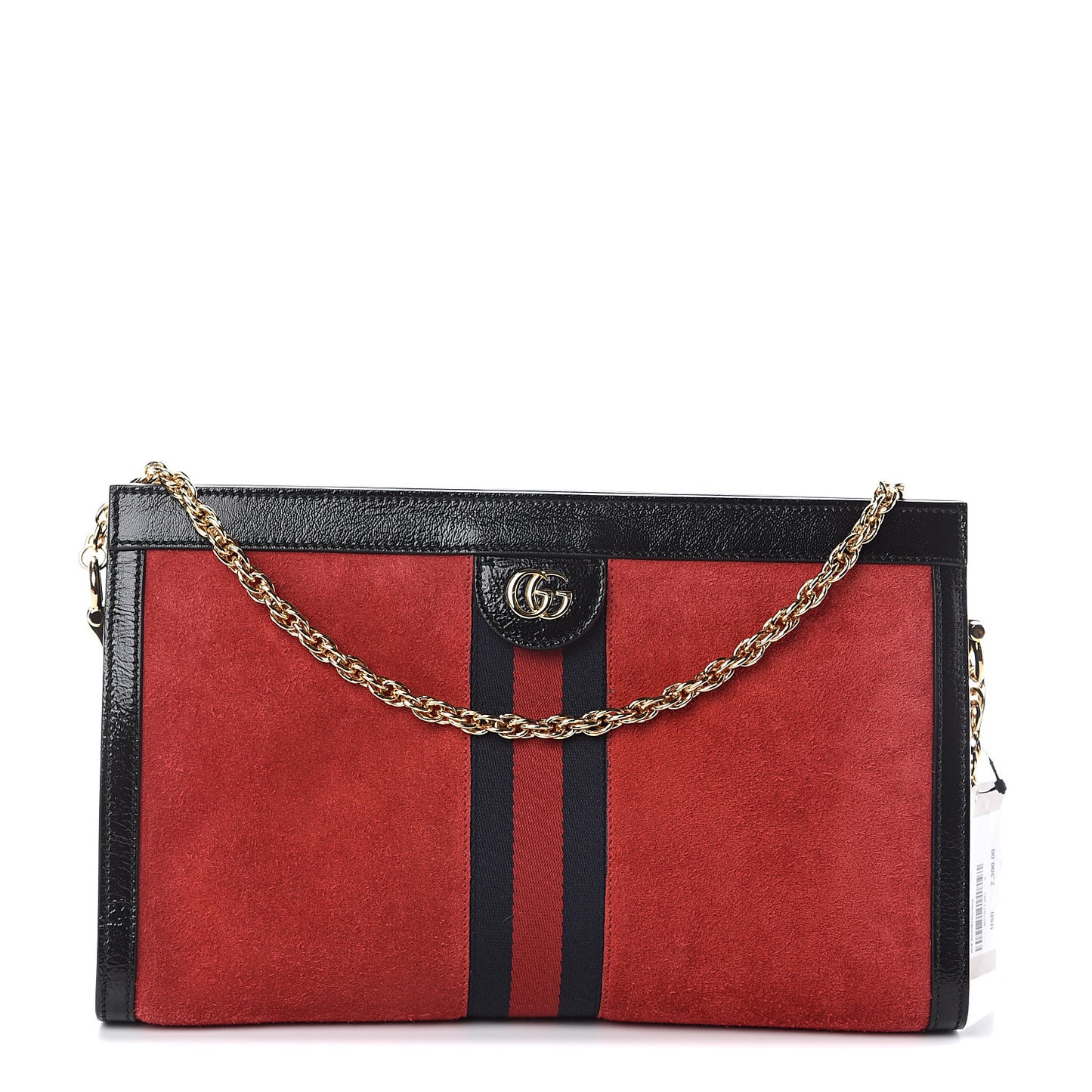 Suede Patent Web Medium Ophidia Chain Shoulder Bag Hibiscus Red Black