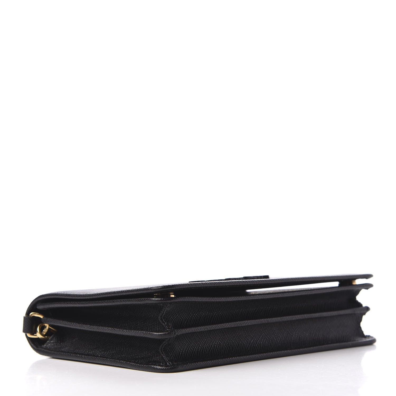 Prada Saffiano Lux Monochrome Chain Wallet Black 4 of 10