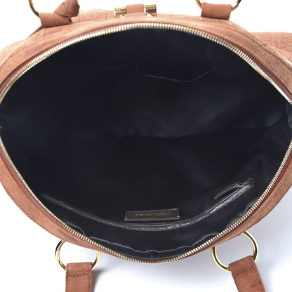 Saint Laurent Nubuck Crocodile Embossed Oversized Muse Brown 4 of 9