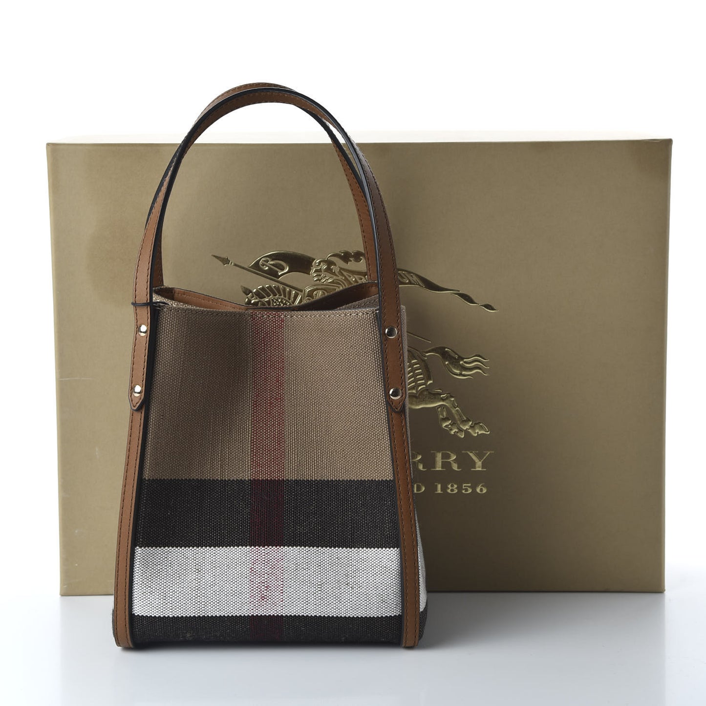 Canvas Mega Check Mini Tote Tan