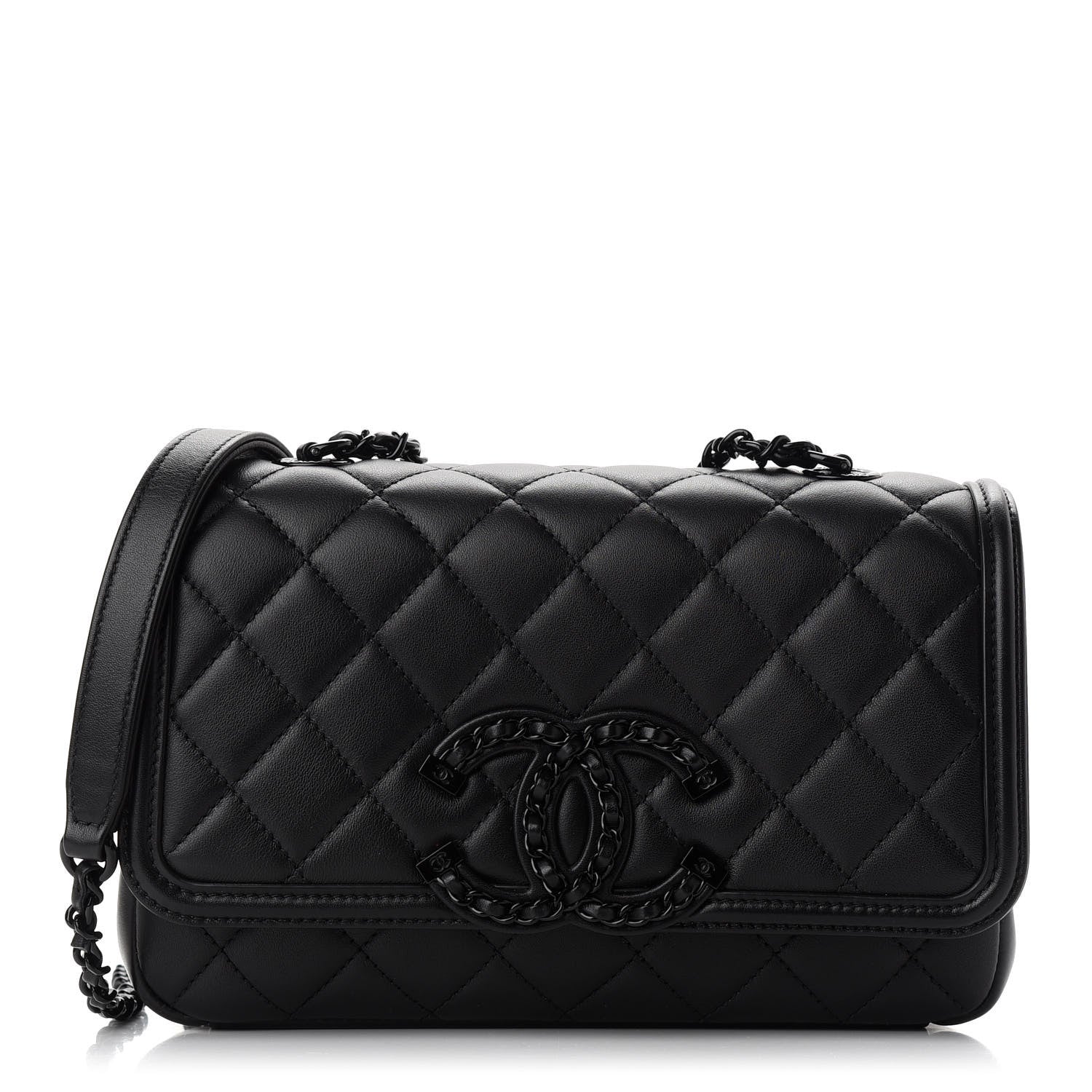 Chanel Lambskin Quilted Small CC Filigree Flap Black 1 of 9