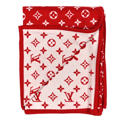 Louis Vuitton X SUPREME Wool Cashmere LV Blanket Red White 2 of 3