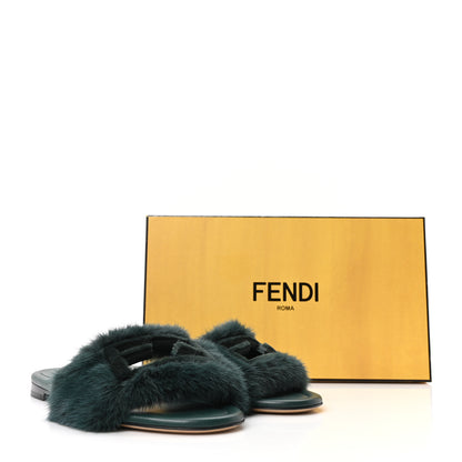 Fendi Mink FF Baguette Slide Sandals 39 Sage 9 of 9