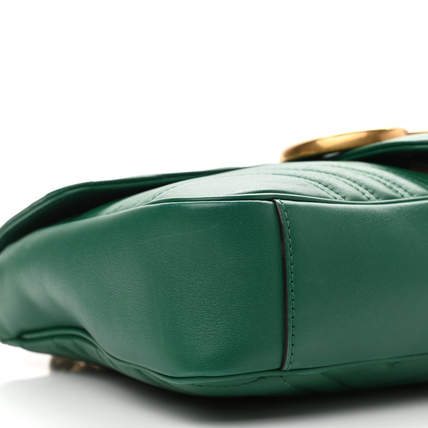 Gucci Calfskin Matelasse Medium GG Marmont Shoulder Bag Emerald Green 9 of 12