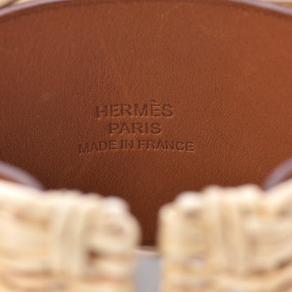Hermes Wicker Barenia Medor Picnic Cuff Bracelet T3 Fauve 4 of 6