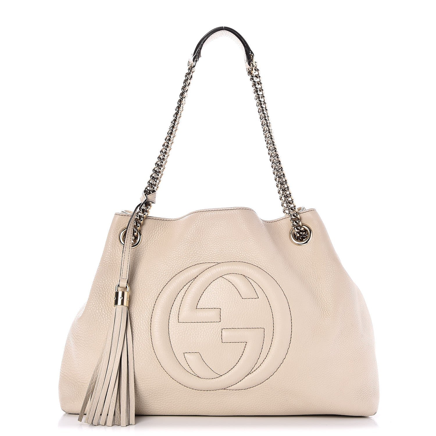 Gucci Pebbled Calfskin Medium Soho Chain Shoulder Bag Off White 1 of 11