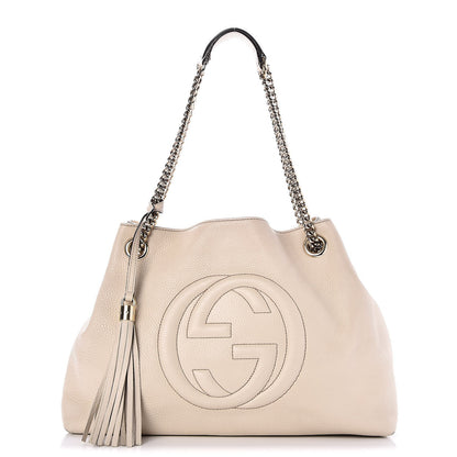 Gucci Pebbled Calfskin Medium Soho Chain Shoulder Bag Off White 1 of 11