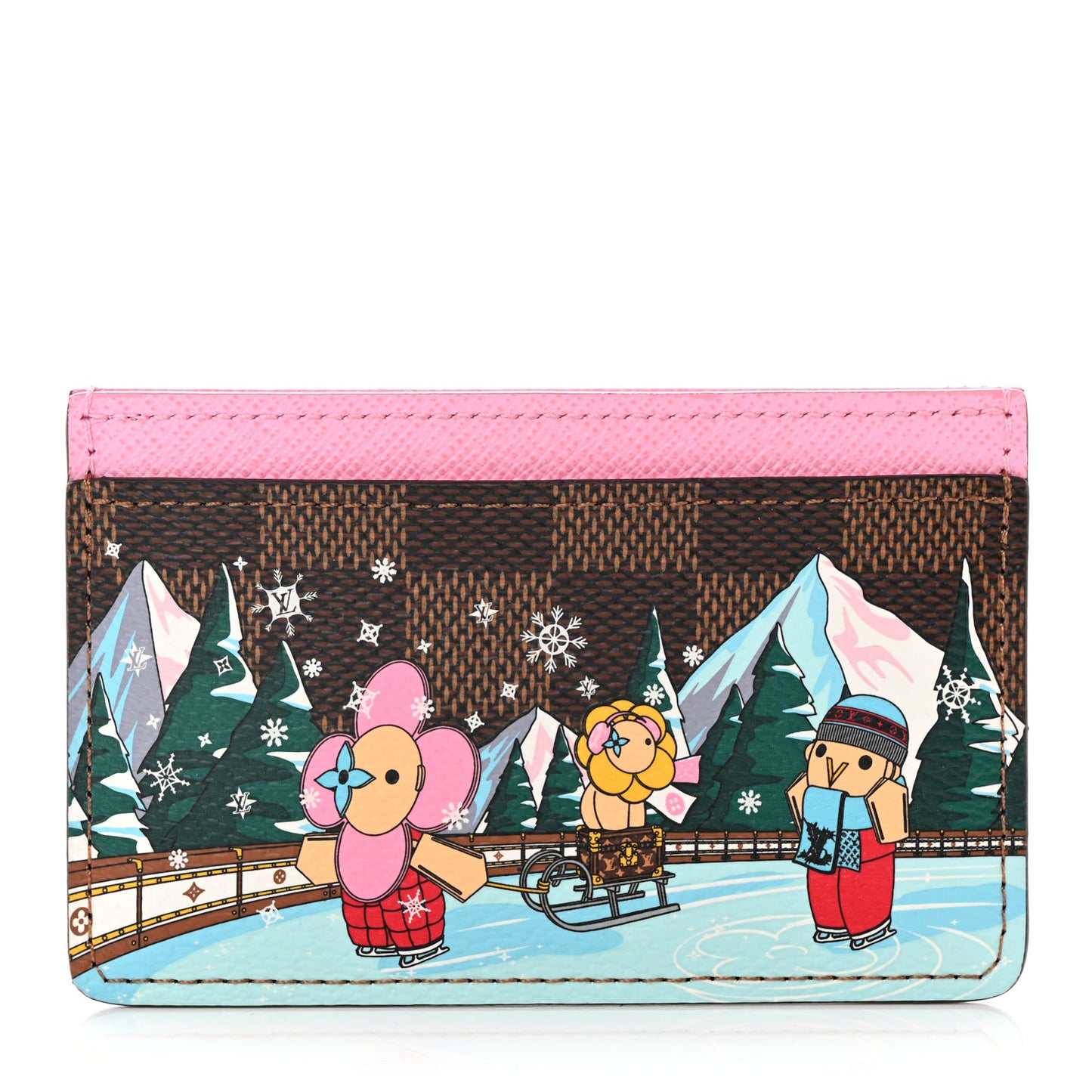 Damier Ebene 2023 Christmas Animation Alpine Cardholder Pink
