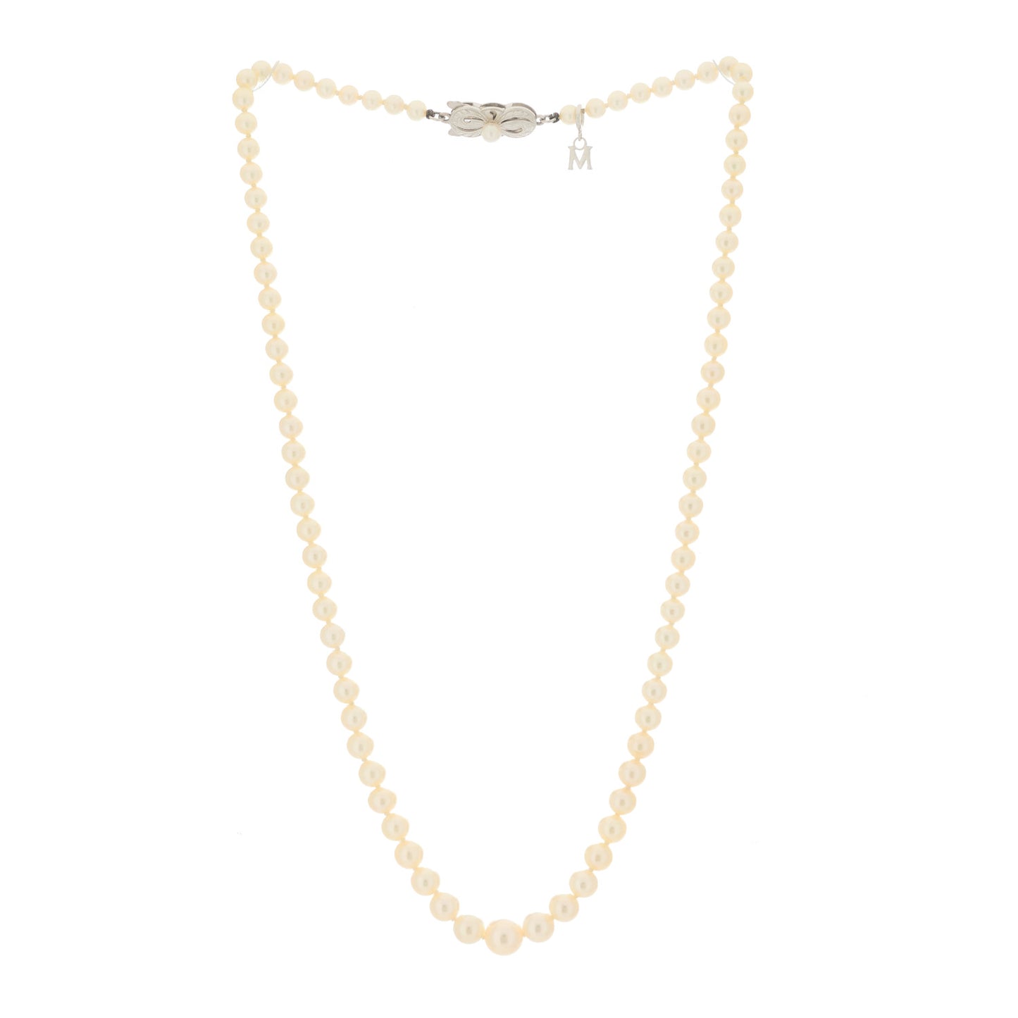 18K White Gold Akoya Pearl 3.5-7.5mm Graduated Strand Necklace