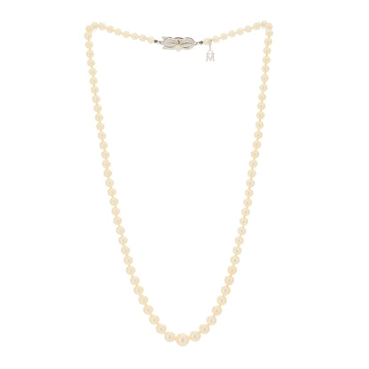Mikimoto 18K White Gold Akoya Pearl 3.5-7.5mm Graduated Strand Necklace 3 of 6