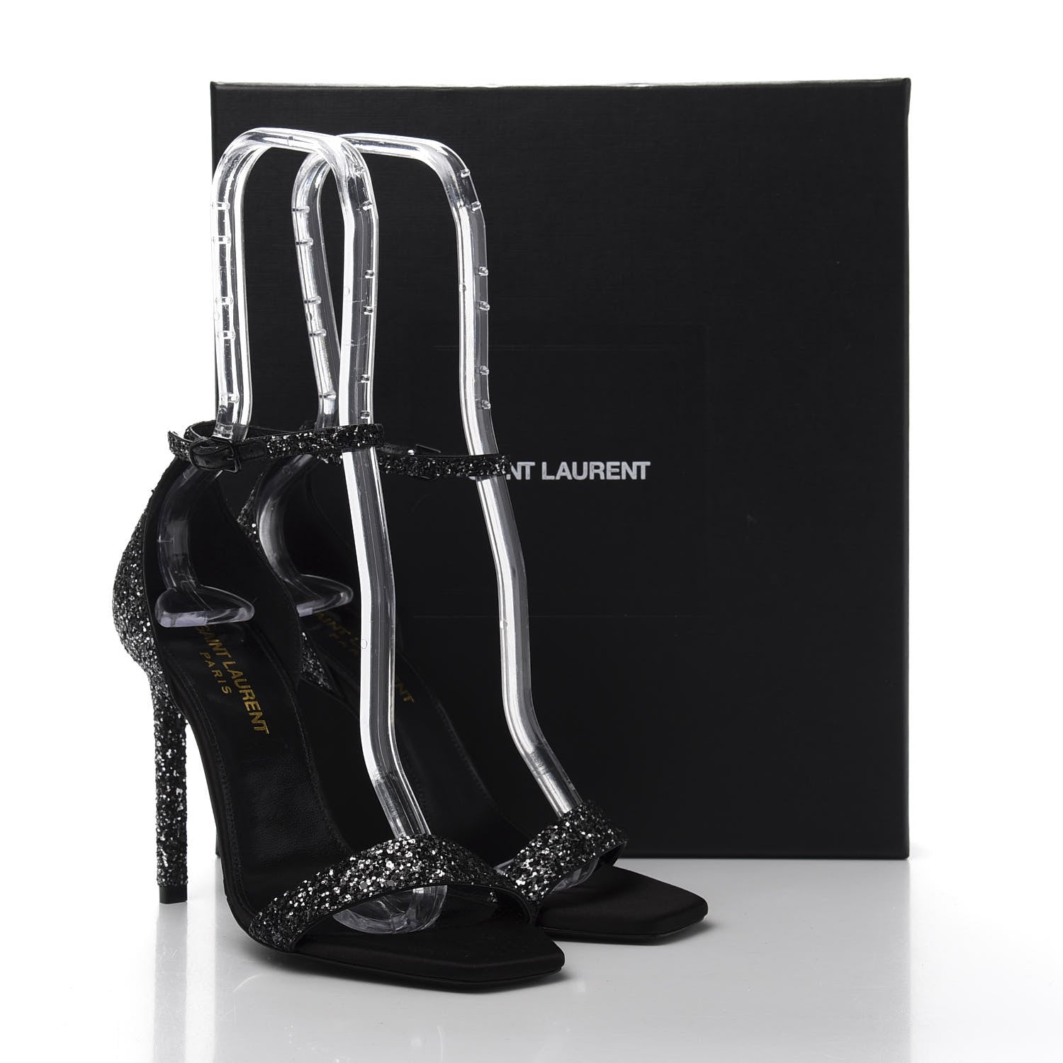 Saint Laurent Glitter Black Amber 105 Sandals 36.5 Black 10 of 10