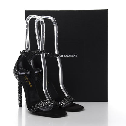 Saint Laurent Glitter Black Amber 105 Sandals 36.5 Black 10 of 10