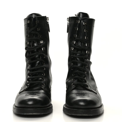 Chanel Calfskin Lace Up Combat Boots 41 Black 2 of 8