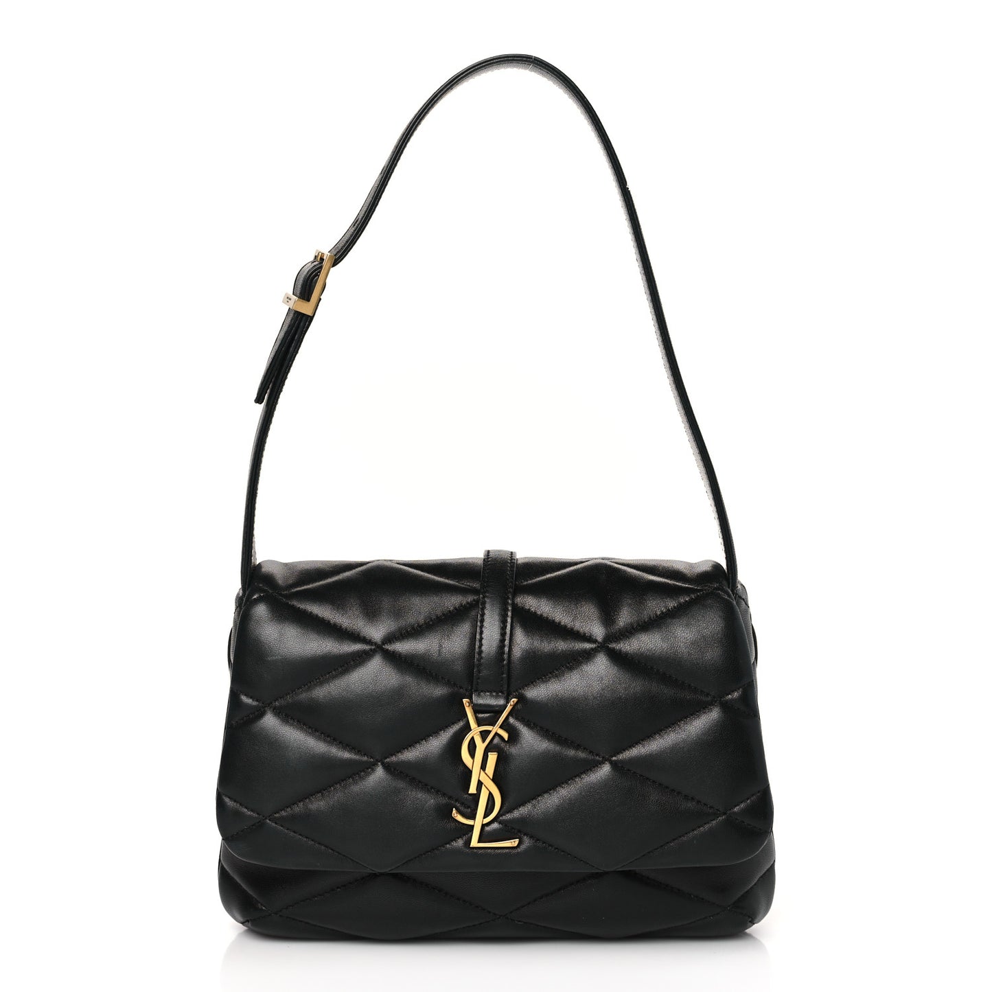 SAINT LAURENT Lambskin Quilted Le 57 Diamond Shoulder Bag Black