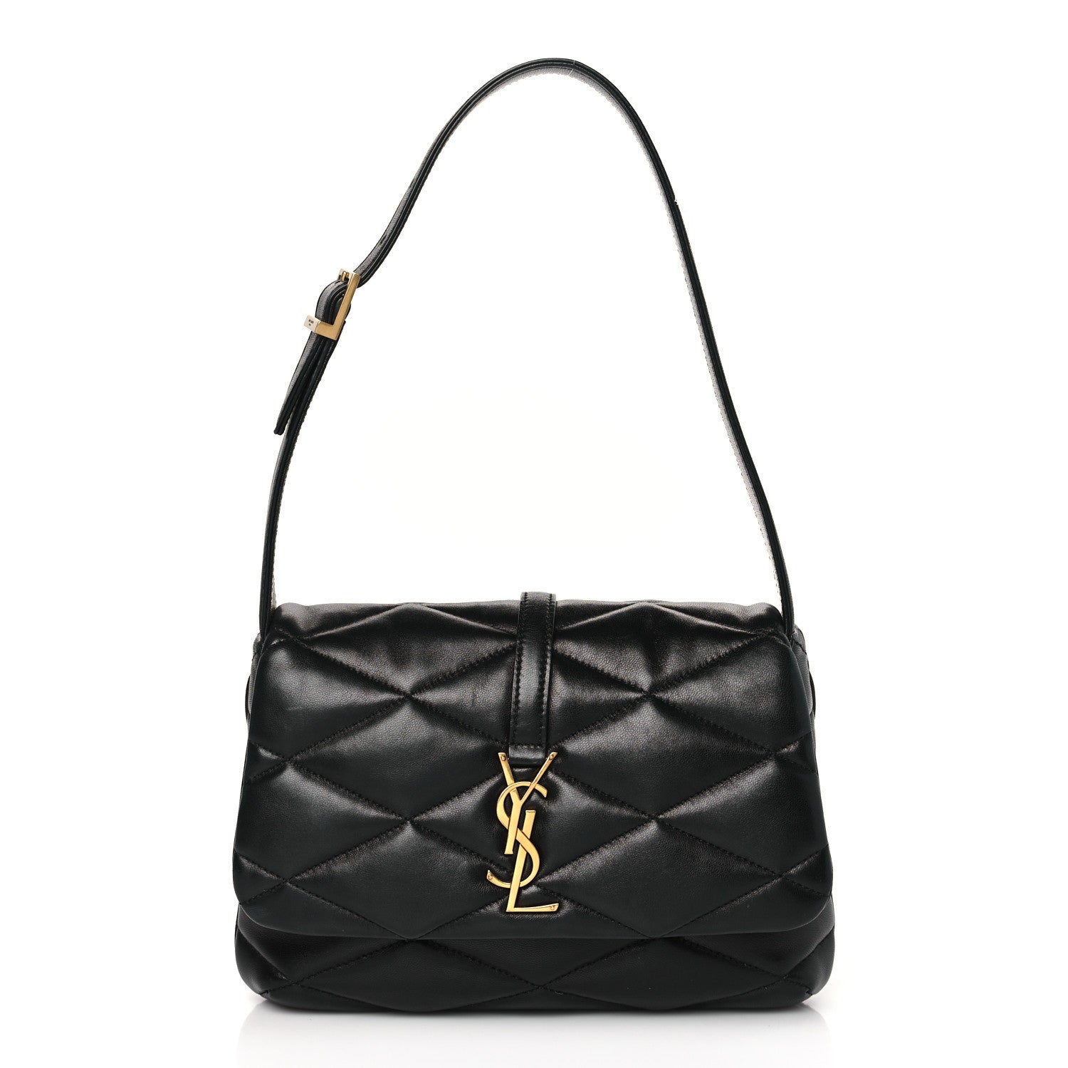 Saint Laurent SAINT LAURENT Lambskin Quilted Le 57 Diamond Shoulder Bag Black 1 of 9