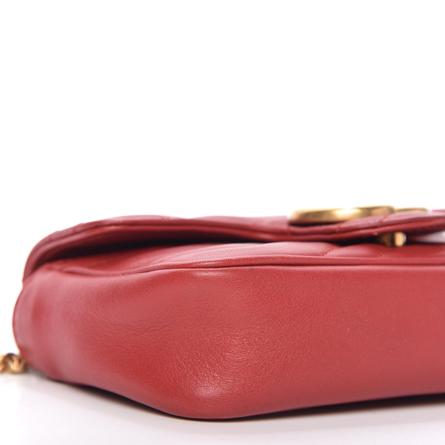 Calfskin Matelasse Super Mini GG Marmont Shoulder Bag Hibiscus Red