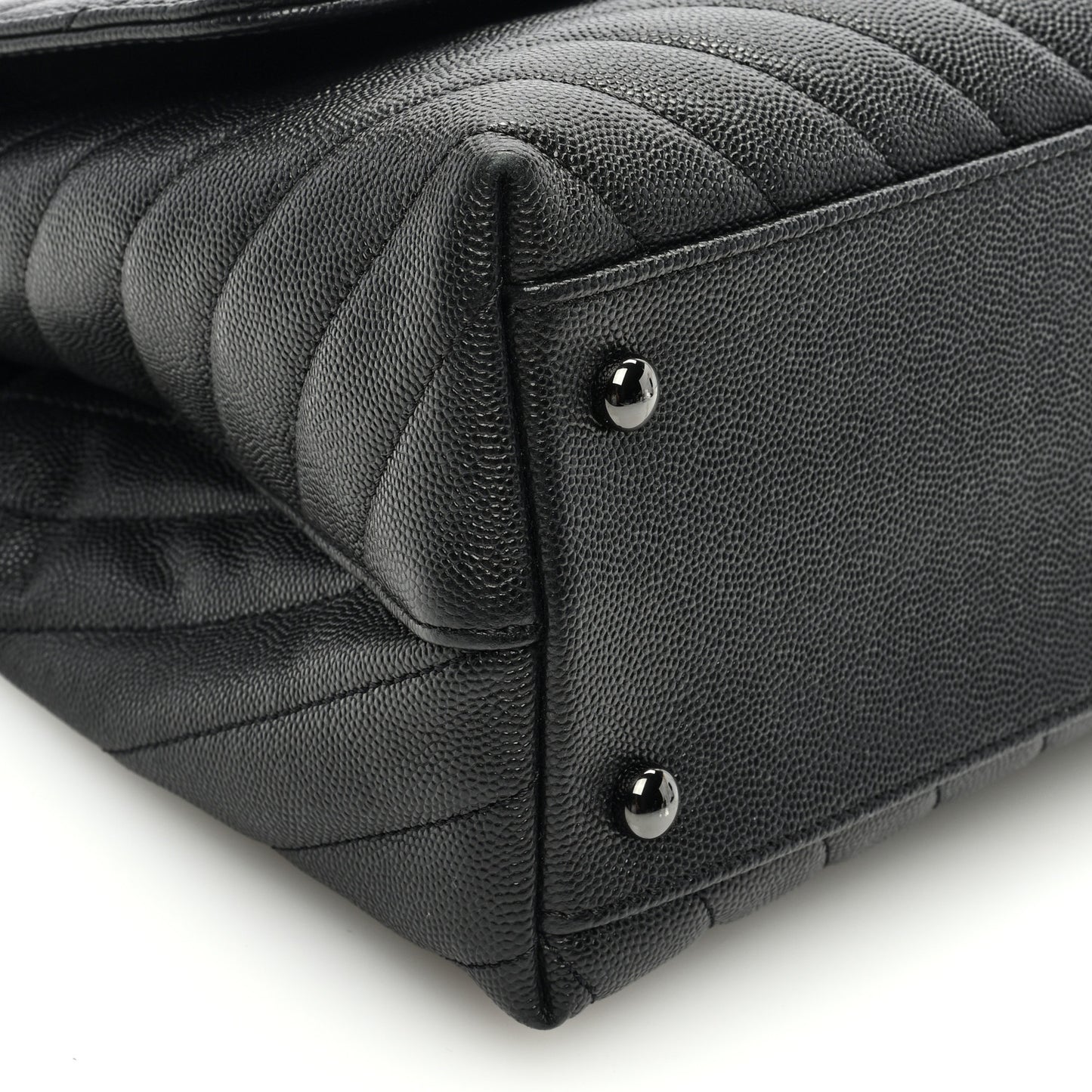 Caviar Chevron Quilted Small Coco Handle Flap So Black
