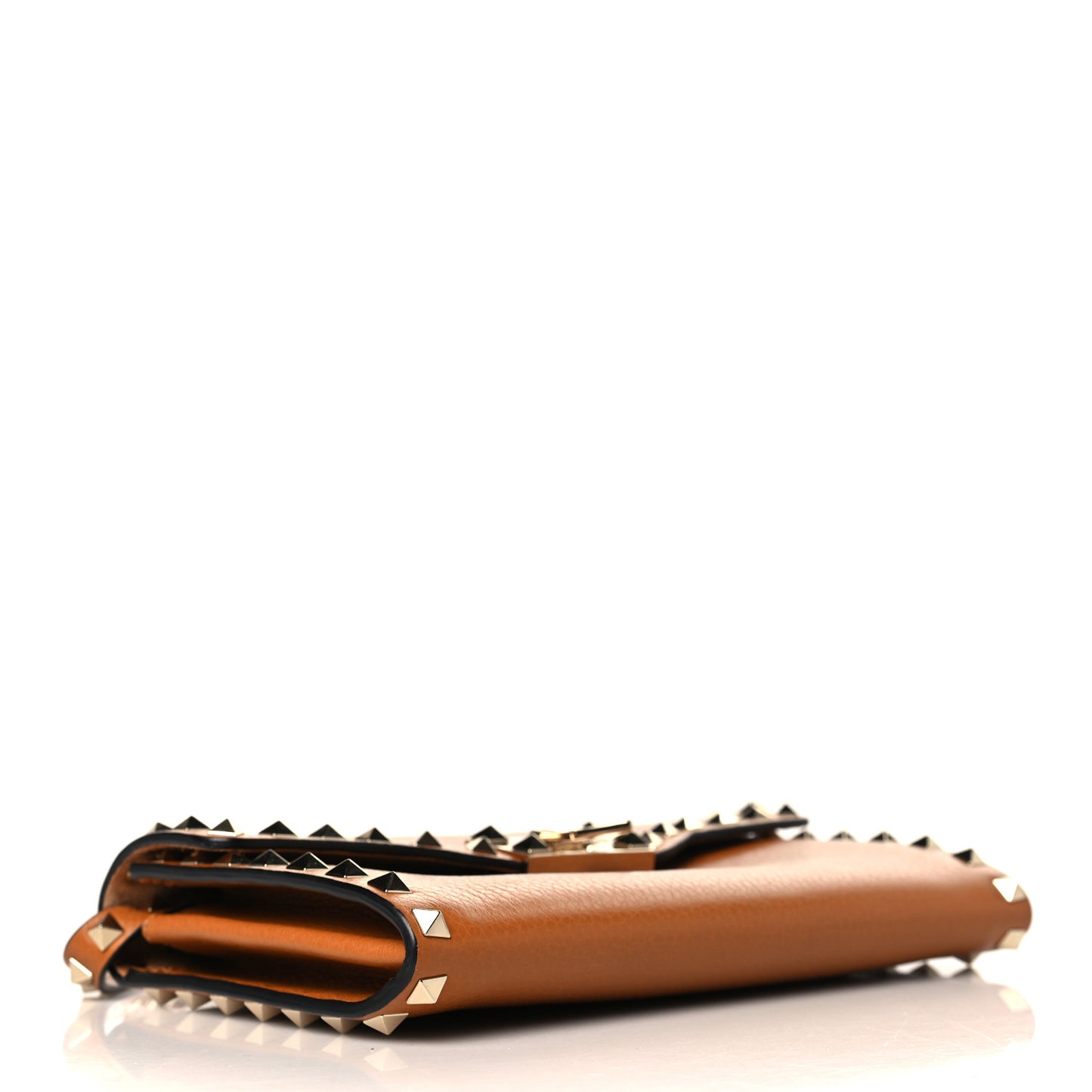 Pebbled Calfskin Medium Rockstud Flip Lock Crossbody Bag Bright Cognac