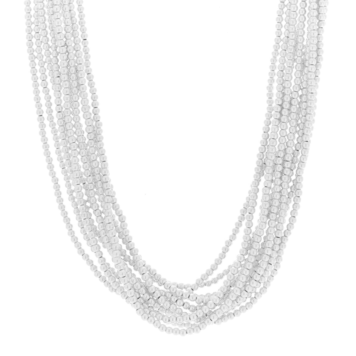 Sterling Silver Multi Strand Bead Torsade Necklace