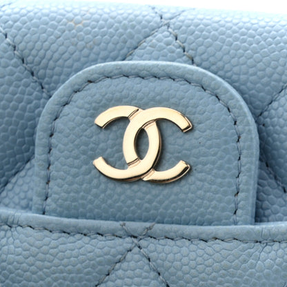 Chanel Caviar Quilted Flap Card Holder Wallet Light Blue 8 of 9