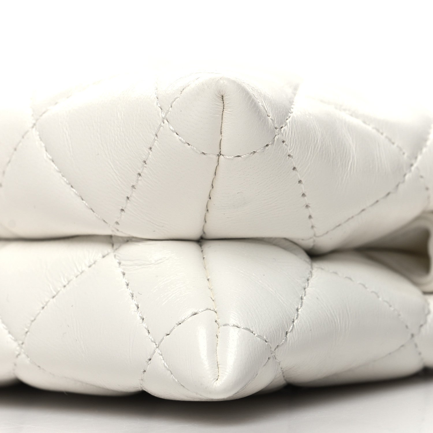 Chanel Shiny Crumpled Calfskin Quilted Clutch Bag White 10 of 10