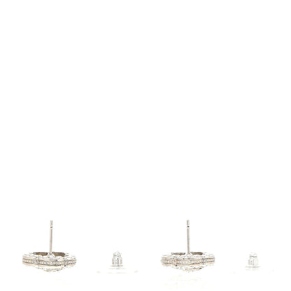 Chanel Crystal Coco Flapper Camellia CC Stud Earrings Silver 3 of 5