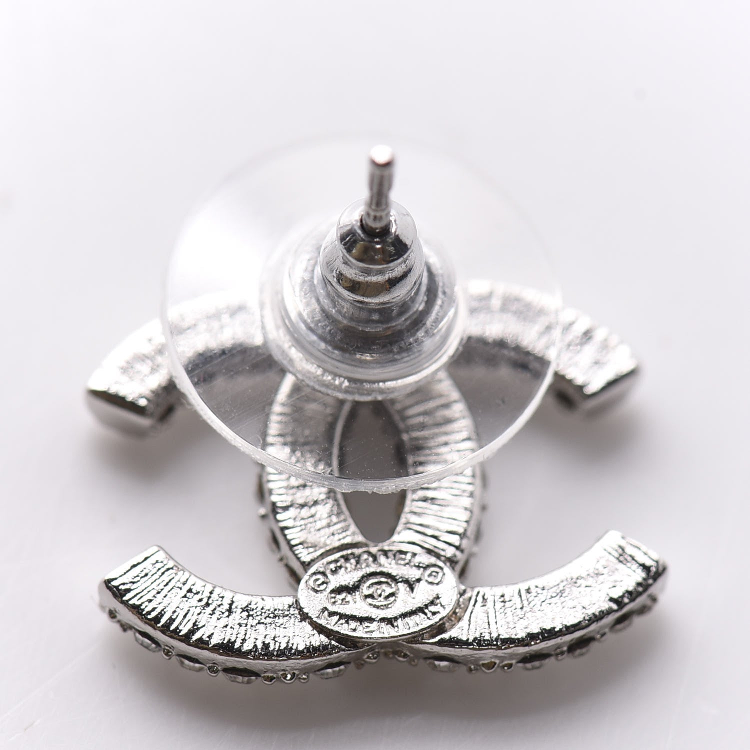 Chanel Crystal CC Earrings Silver 4 of 5