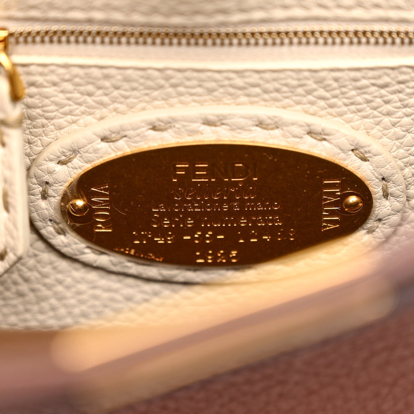 Cuoio Romano Snakeskin Selleria Bi-Color Mini Peekaboo Iconic Satchel Ghianda Camelia White