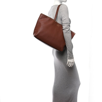 Valentino Garavani Grained Calfskin Rockstud Shoulder Tote Bright Cognac 2 of 12