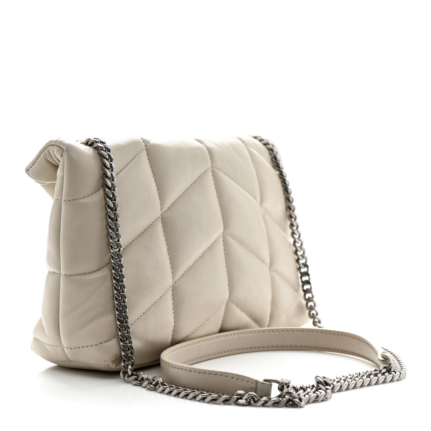 Saint Laurent Lambskin Quilted Toy Loulou Puffer Monogram Chain Satchel Crema Soft 3 of 20