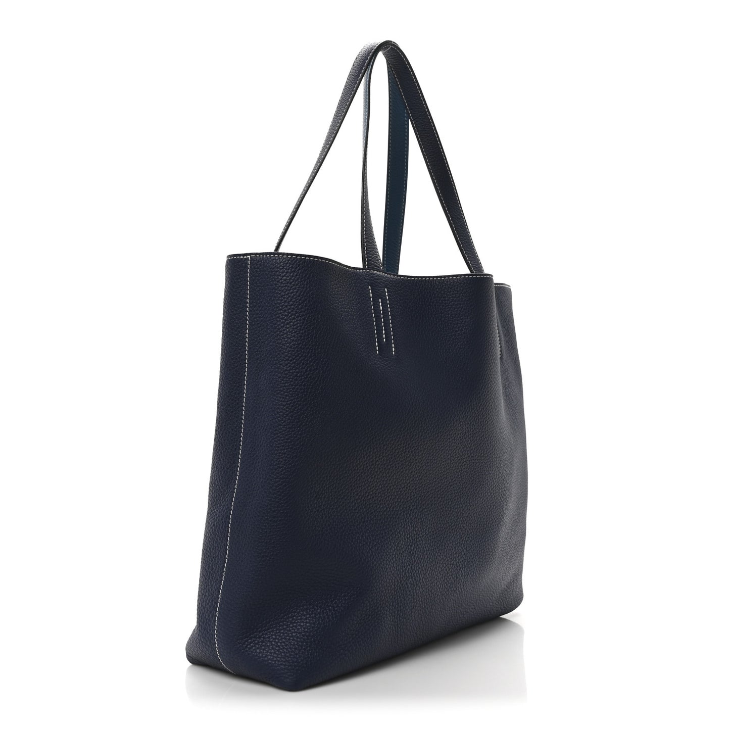 Taurillon Clemence Double Sens 45 Reversible Tote Bleu Izmir Bleu Saphir