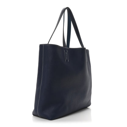 Hermes Taurillon Clemence Double Sens 45 Reversible Tote Bleu Izmir Bleu Saphir 12 of 15