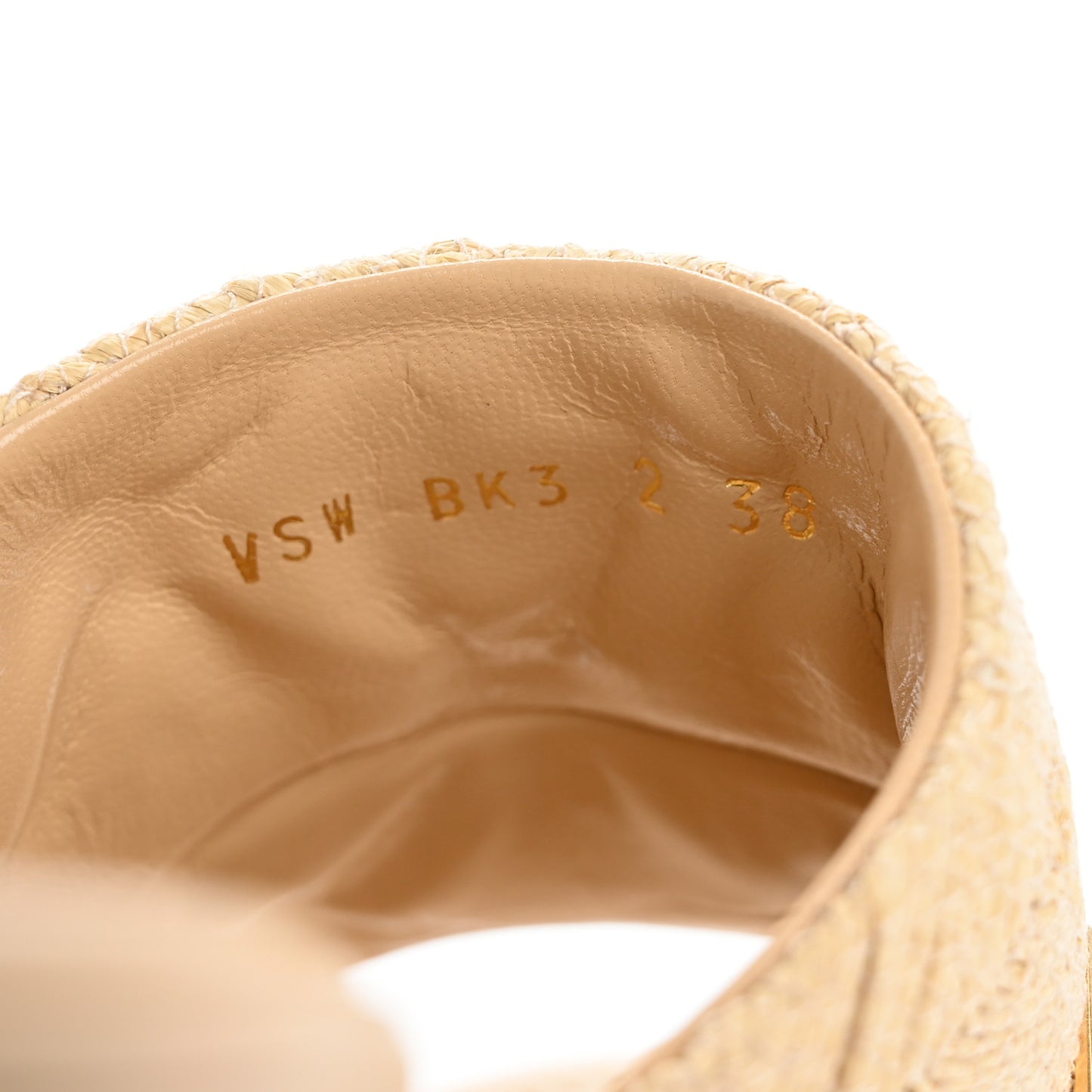 Raffia Roman Stud 65mm Slide Sandals 38 Sahara Beige