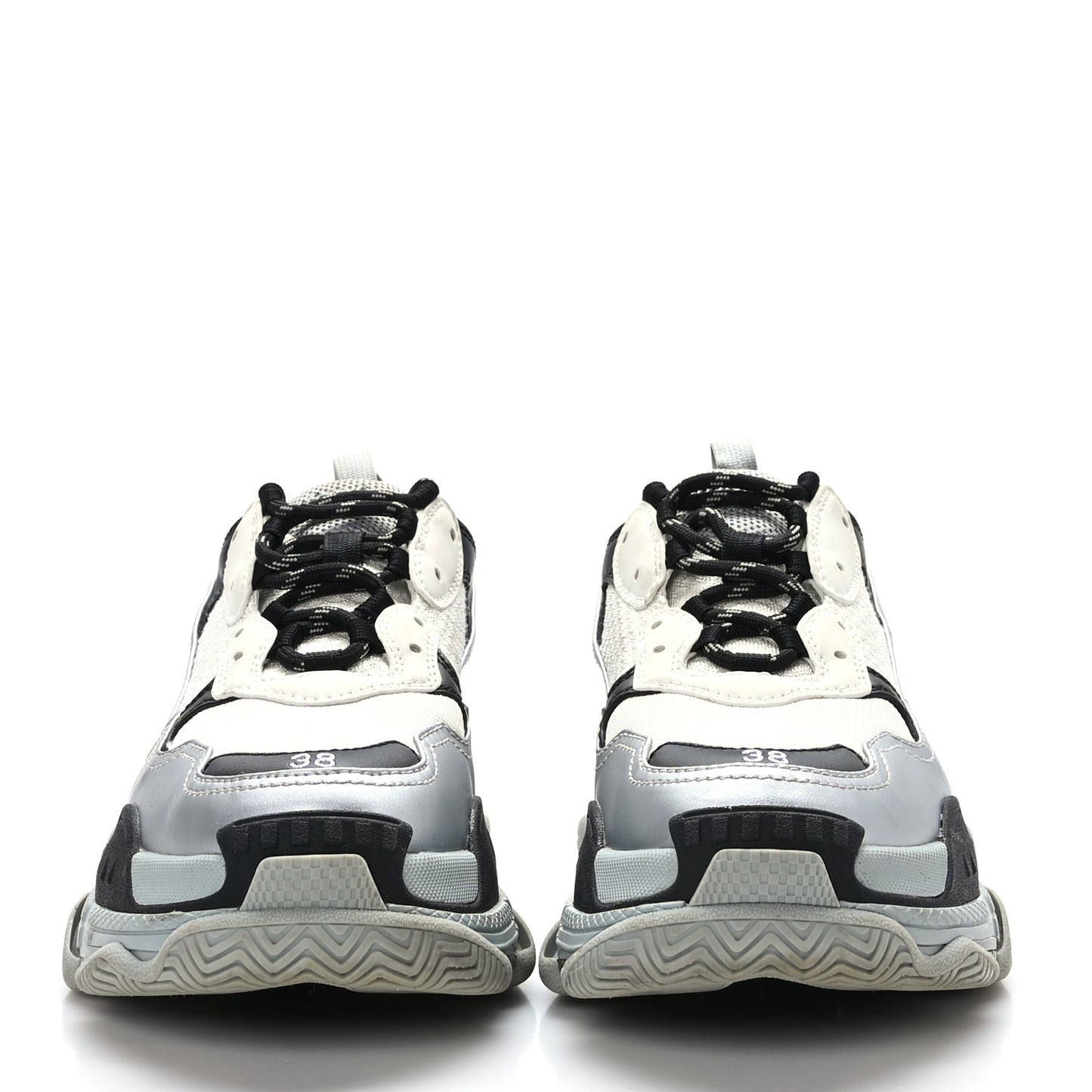 Metallic Fabric Mesh Womens Triple S Sneakers 38 Grey Dark Grey Black