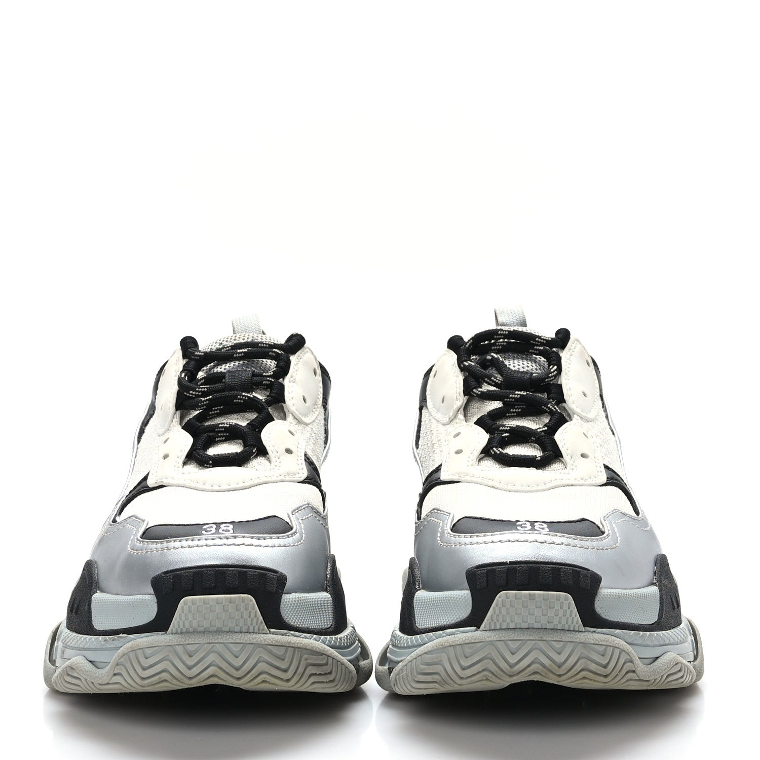 Balenciaga Metallic Fabric Mesh Womens Triple S Sneakers 38 Grey Dark Grey Black 2 of 6