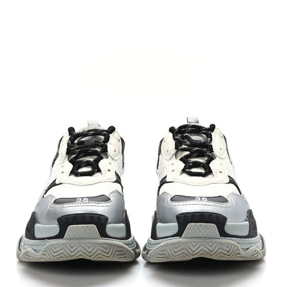 Balenciaga Metallic Fabric Mesh Womens Triple S Sneakers 38 Grey Dark Grey Black 2 of 6