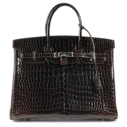 Hermes Shiny Porosus Crocodile Birkin 35 Cocoan 1 of 10