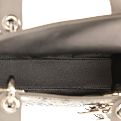 Christian Dior Satin Crystal Cannage Mini Lady Dior Gray 5 of 11