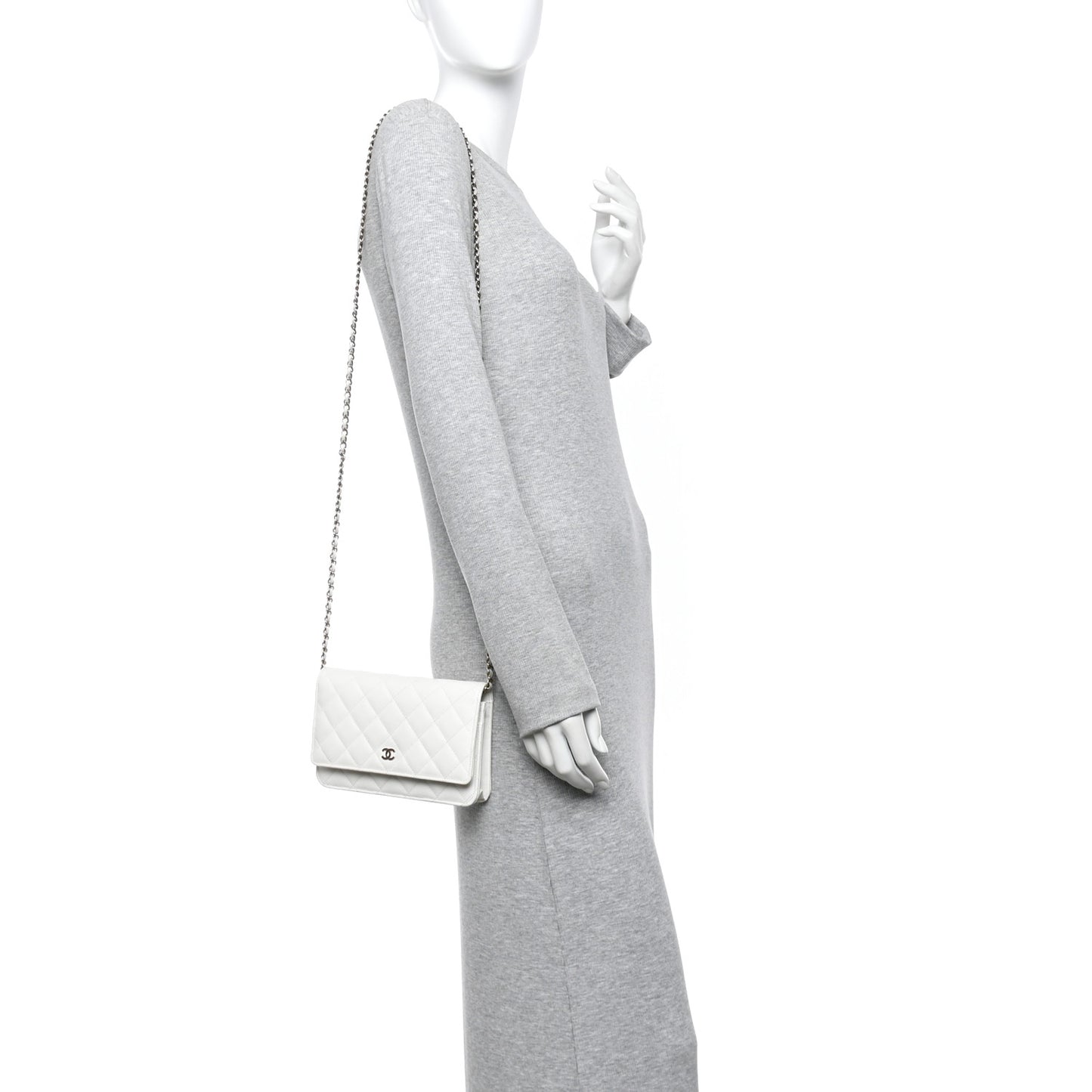 Caviar Quilted Wallet On Chain WOC White