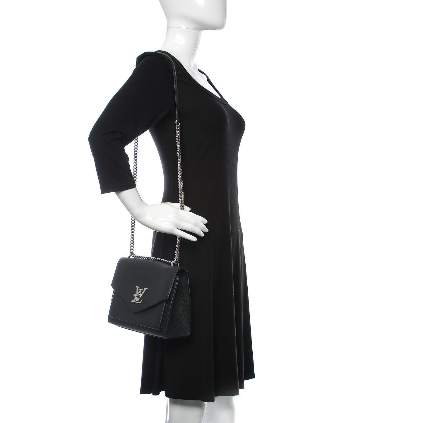 Soft Calfskin My Lockme Chain Bag BB Black