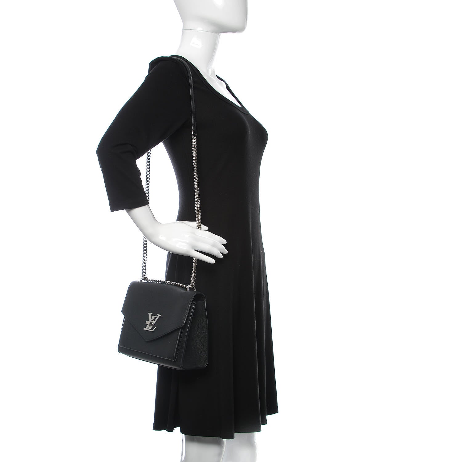 Louis Vuitton Soft Calfskin My Lockme Chain Bag BB Black 2 of 9