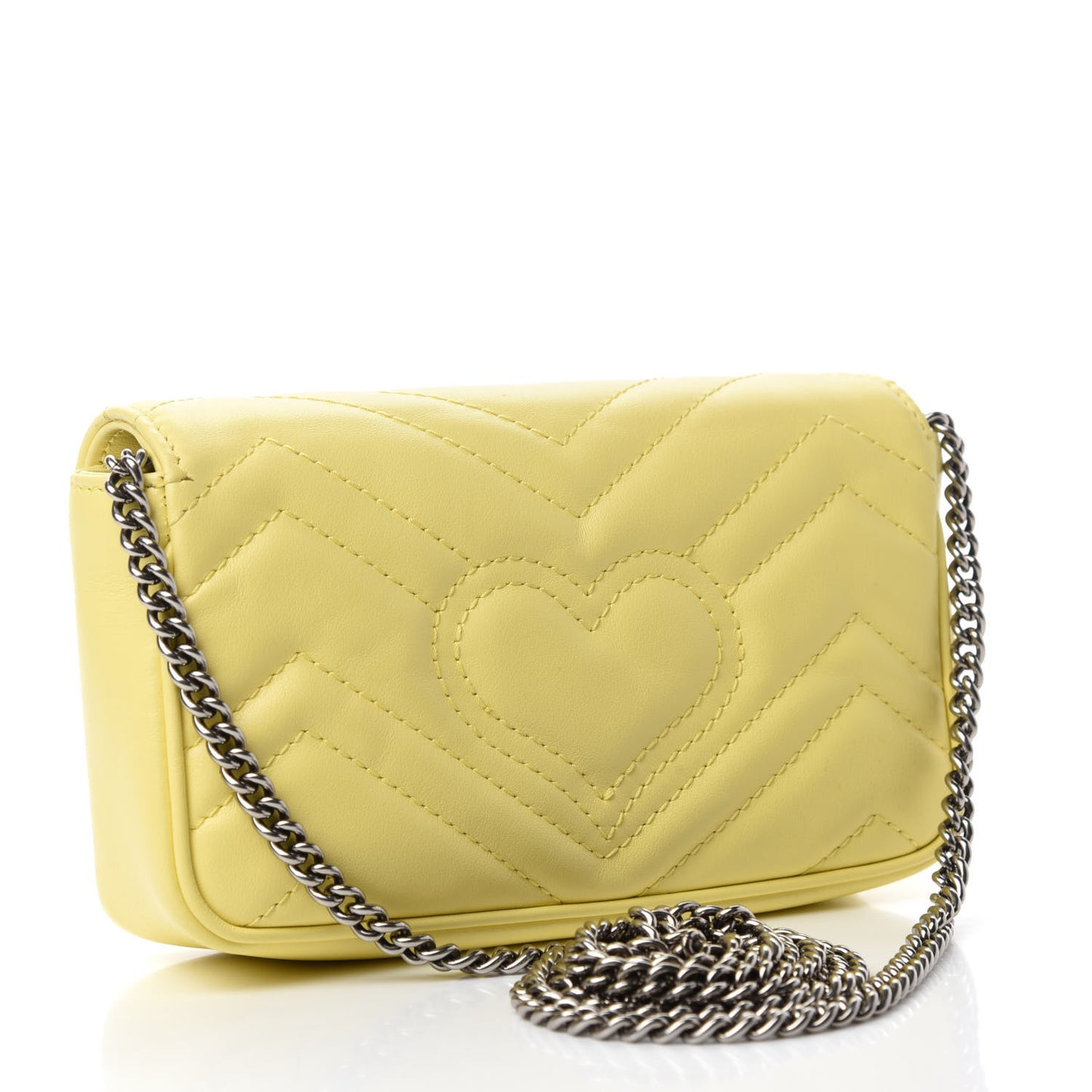 Calfskin Matelasse Super Mini GG Marmont Shoulder Bag Banana