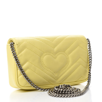 Gucci Calfskin Matelasse Super Mini GG Marmont Shoulder Bag Banana 3 of 11