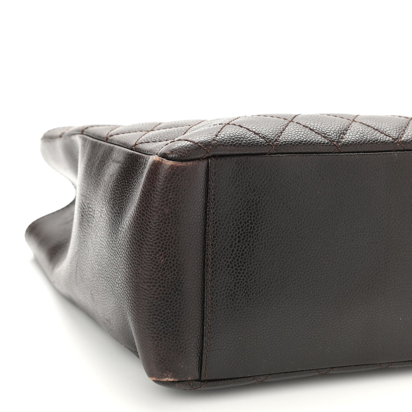Caviar Quilted Grand Shopping Tote GST Dark Brown