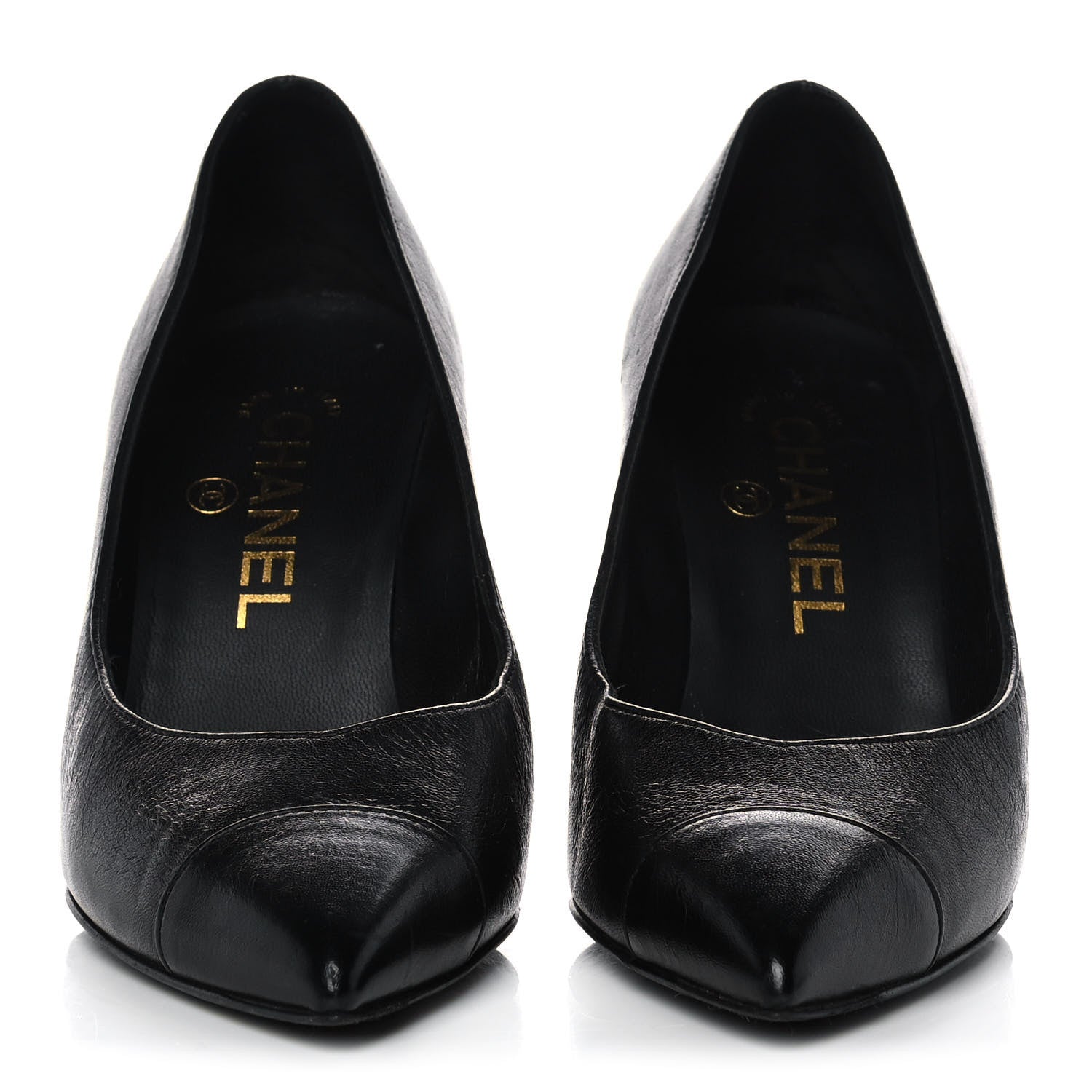 Chanel Lambskin Cap Toe Pearl Pumps 35 Black 2 of 11