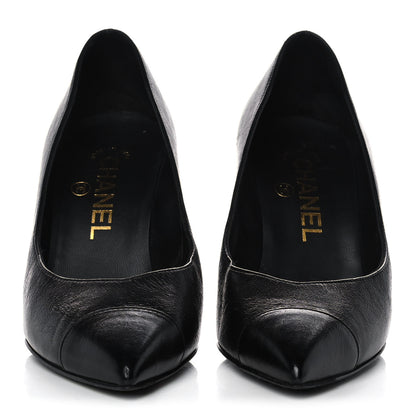 Chanel Lambskin Cap Toe Pearl Pumps 35 Black 2 of 11