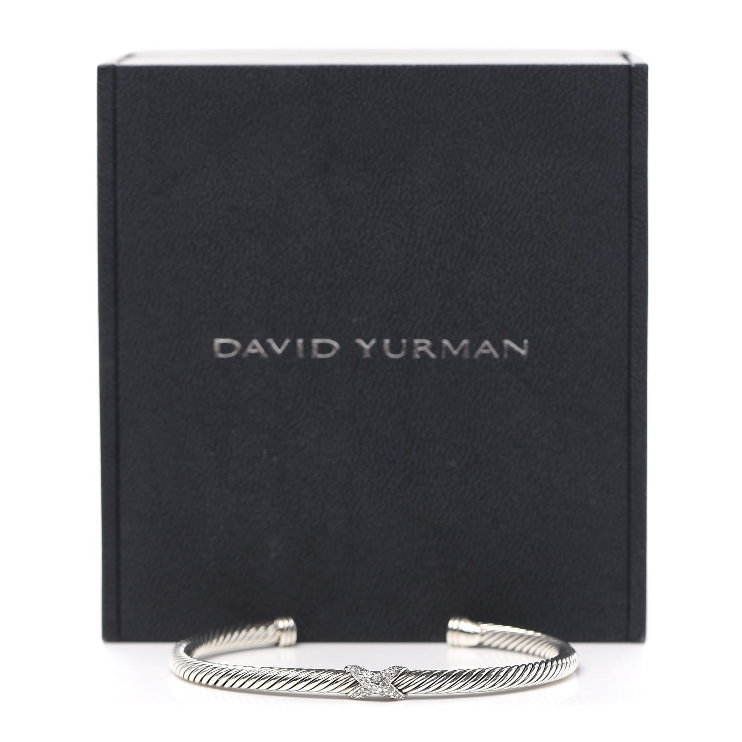 David Yurman Sterling Silver Diamond 4mm X Cable Bracelet 6 of 6