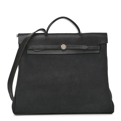 Hermes Toile Officier Vache Calfskin Herbag 39 GM Black 1 of 12