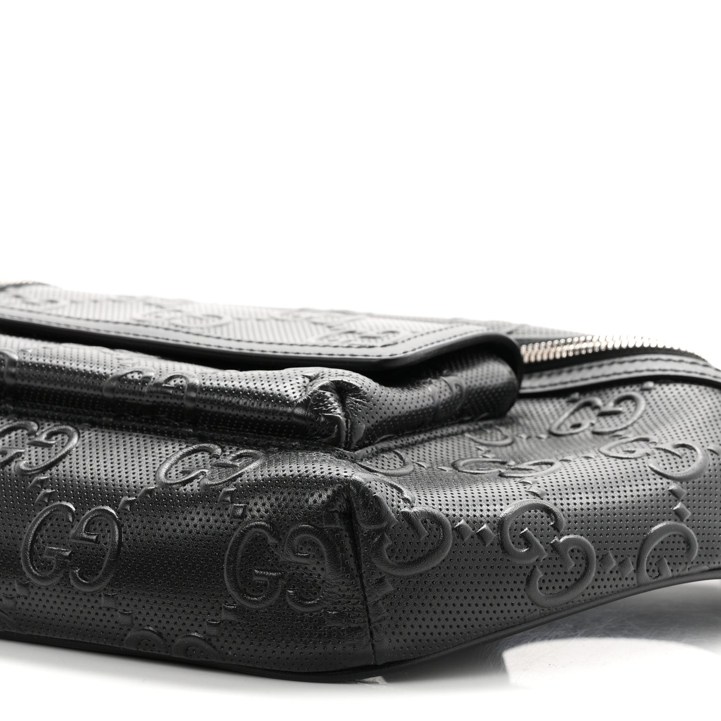 Calfskin GG Tennis Embossed Pocket Belt Bag Black