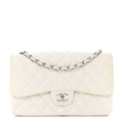 Chanel Caviar Quilted Jumbo Double Flap White 1 of 15